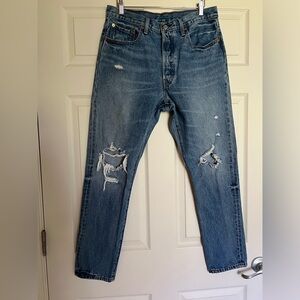 LEVIS 501 Skinny Light Wash Distressed Jeans Size 31